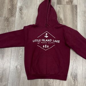 Gildan Maroon Hoodie with White Print